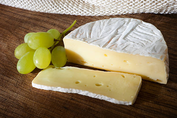 cheese and grapes stock photo