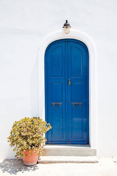 istock Traditional greek blue doors 153573071