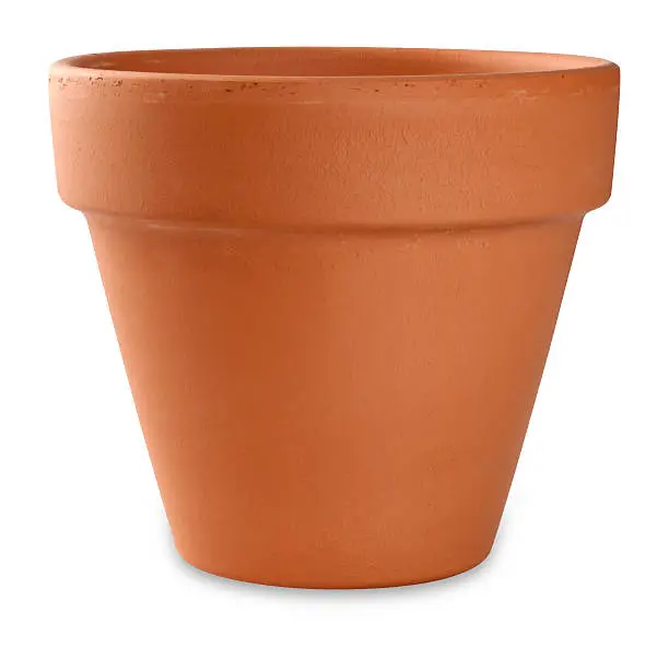 empty flower pot on white with clipping path