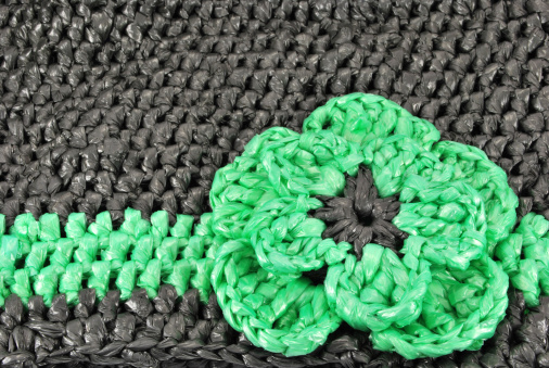 crocheted handmade plastic bag decoration- background