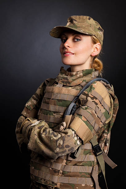 istock Beautiful army girl 153575137