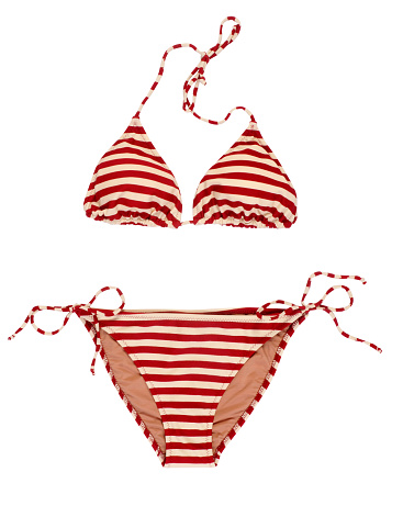 striped patterned bikini isolated on white background
