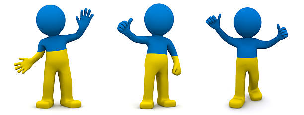 istock 3d character textured with flag of Ukraine 153576357