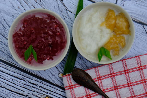istock Bubur Sumsum and Bubur Mutiara, a traditional porridge from Central Java and Yogyakarta, made of rice flour, brown sugar, sago pearl, coconut milk. Indonesian food. 1535765748