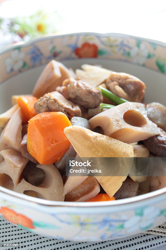 Japanese cuisine, bamboo sprout and chicken simmered traditional dishes for festival in asian family Bamboo Shoot Stock Photo