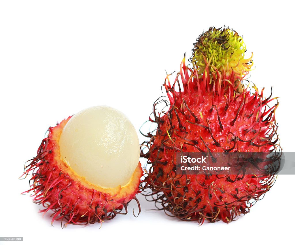 Rambutan (dragon eye) fruit Tropical fruit - Rambutan fruit (dragon eye; Nephelium lappaceum) isolated over white background Asia Stock Photo