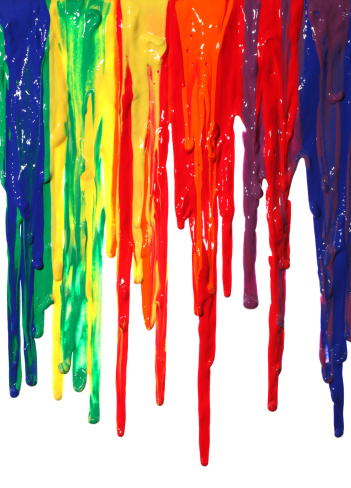 Different colors of paint dripping