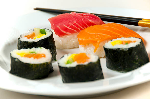 istock japanese sushi with chopsticks 153578627