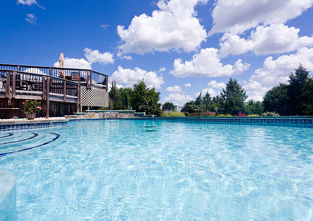 istock Backyard swimming pool and patio 153578755