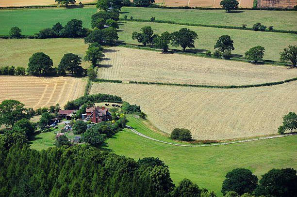 Rural Landscape with Farm House stock photo