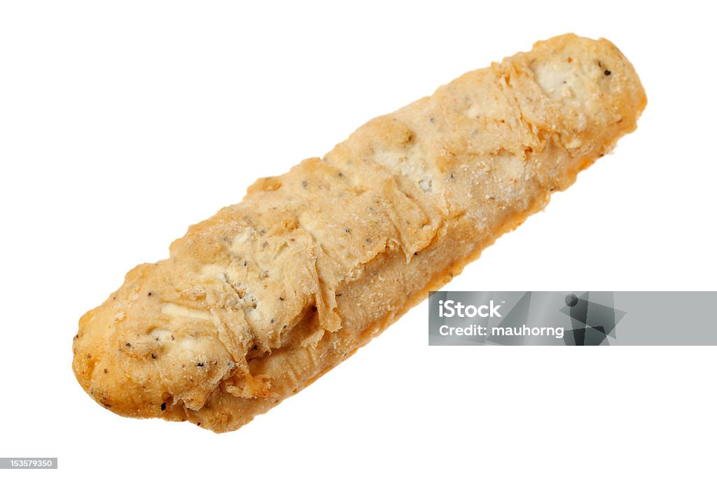 Frozen Tempura Black Pepper Fish Fillet Close up of a frozen tempura black pepper fish fillet isolated on white background. Barbecue - Meal Stock Photo