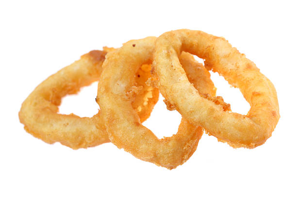 Fried Tempura Squid Ring Close up of fried tempura squid ring isolated on white background. calamari photos stock pictures, royalty-free photos & images