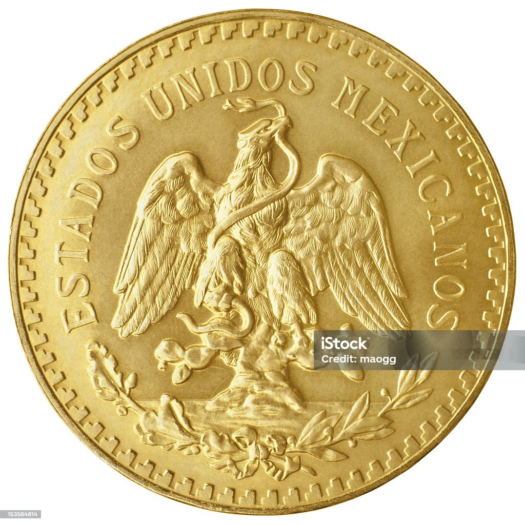 Back side of mexican centenario with clipping path XXL_ Mexico Stock Photo