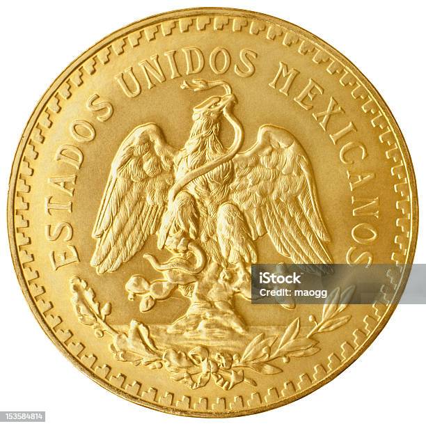 Back Side Of Mexican Centenario With Clipping Path Stock Photo - Download Image Now - Mexico, Coin, Coat Of Arms