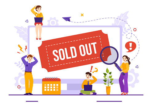 Sold Out Vector Illustration with Shopping Message or Special Offer that Indicates the Product is Sold in Cartoon Hand Drawn Background Templates