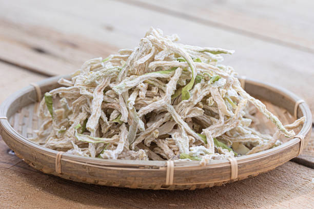 istock Dried shredded daikon radish on wooden background 1535877014