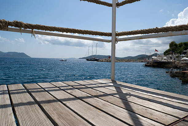 View of Sea from decking stock photo