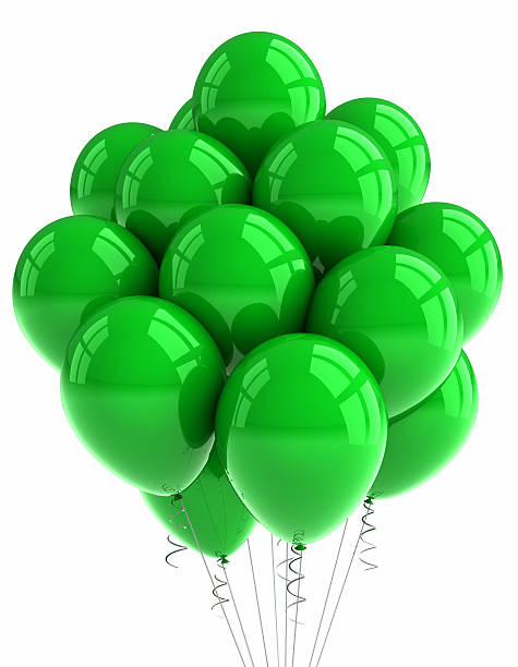 Green party balloons stock photo