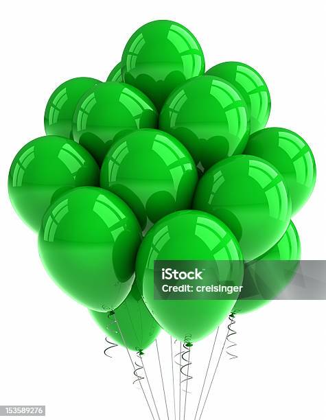 Green Party Balloons Stock Photo - Download Image Now - Balloon, Green Color, Anniversary