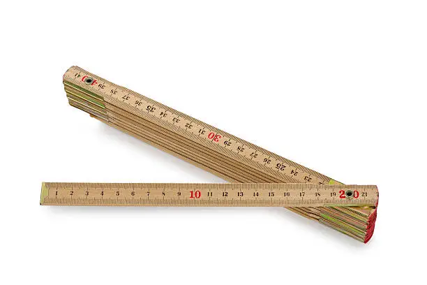 yardstick open on a white background with shadow