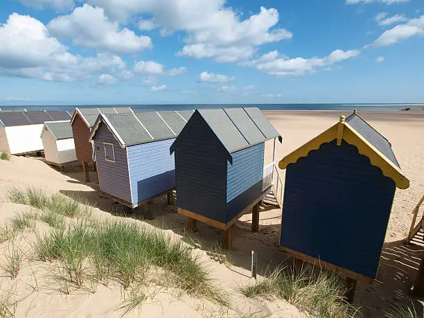 Colorful beach huts in the summer.