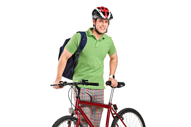 istock Young bicyclist posing next to a bicycle 153593641