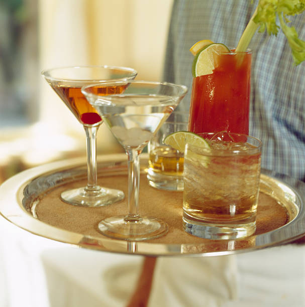 Tray of drinks stock photo