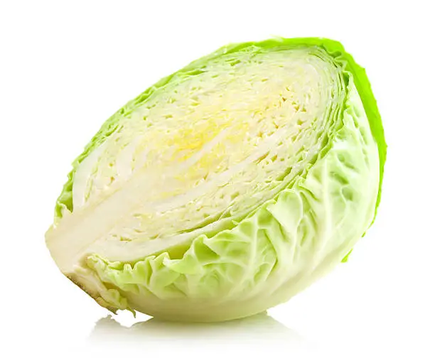 a half of a cabbage-head isolated on white background