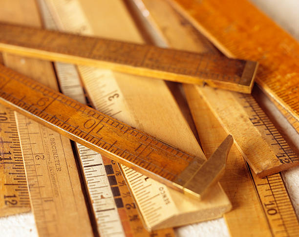 Wooden Rulers stock photo