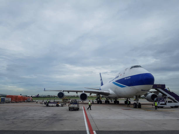 Suvarnabhumi Airport, Bangkok, Thailand Bangkok, Thailand - July First 2016 - Boeing 747 400 Series of Nippon Cargo Airlines in Park Position in Suvarnabhumi Airport nippon cargo airlines photos stock pictures, royalty-free photos & images