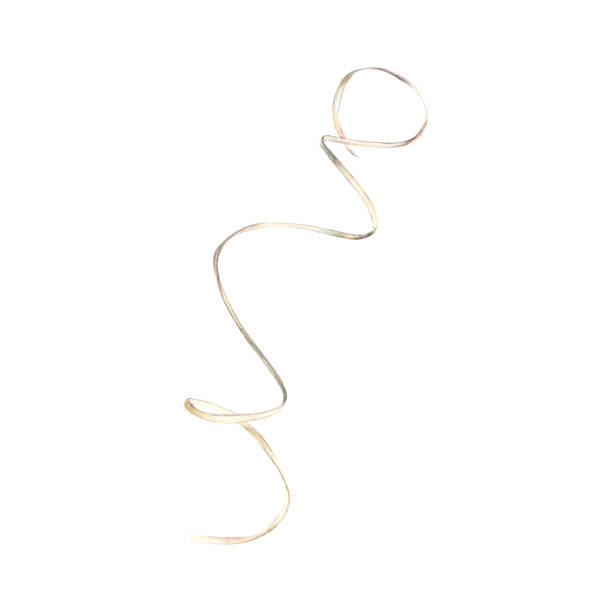 istock Satin or paper ribbon in white. Hand-drawn watercolor illustration isolated on white background. Ribbon gift wrapping, spiral tape for icon or logo. Drawing for designs and greetings 1535953909