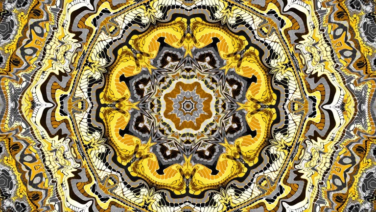 Transforming abstract mandala. 4k loop footage. Sacred symbol. Art mosaic mandala