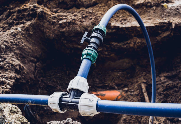 istock Big construction site with pipes and wires in the construction area. 1535986604