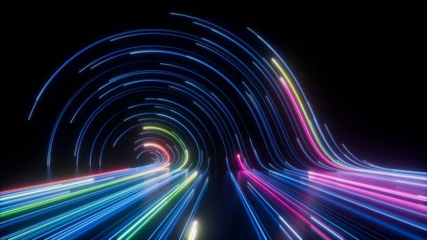 istock 3d rendering, abstract digital background. Neon lines glow in the dark. Futuristic minimalist wallpaper 1536058730