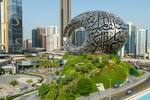 Dubai, United Arab Emirates - June 21, 2023: Museum of the Future in Dubai during a day
