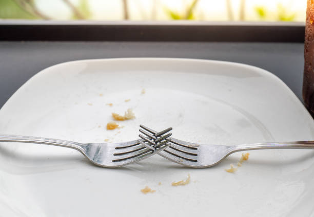 istock Twins desserts fork, twins concept, after eating concept. 1536083741