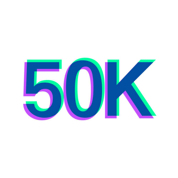 istock 50K, 50000 - Fifty thousand. Icon with two color overlay on white background 1536151172