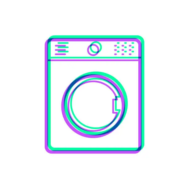 Vector illustration of Washing machine. Icon with two color overlay on white background