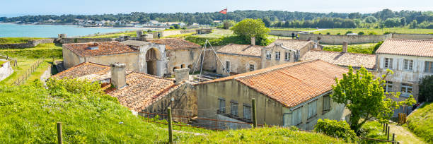 Rooftops of the buildings of Fort la Prée in La Flotte Rooftops of the buildings of Fort la Prée in La Flotte, France seen from above flotte stock pictures, royalty-free photos & images