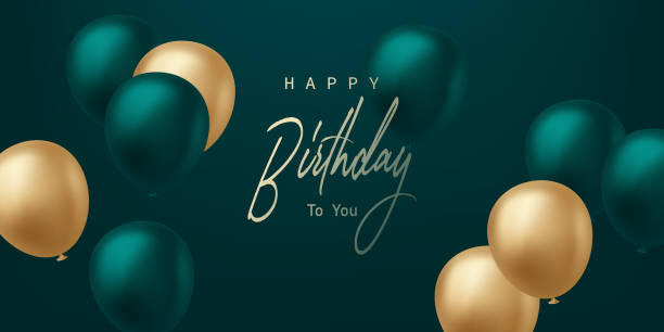 istock Celebrate your birthday background with beautiful green balloons vector illustration. 1536171753