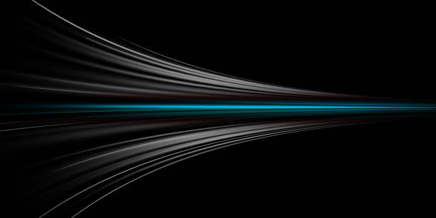 istock Modern and super natural abstract high speed motion. Dynamic speed leaving behind light trails of movement on a dark blue background. Technology template for background, design, banner or poster 1536171760