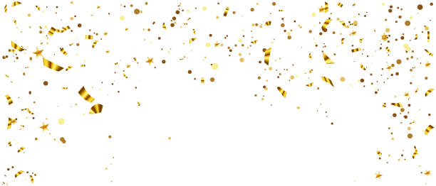 istock Golden confetti and zigzag ribbon falling from above Streamers, tinsel vector 1536172343