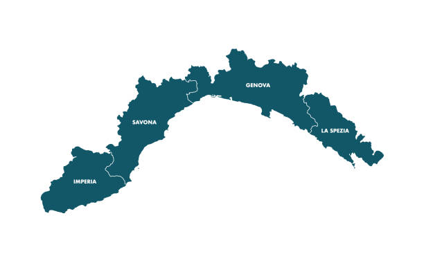 Vector Map of Liguria, Italy Vector infographic illustration spezia stock illustrations