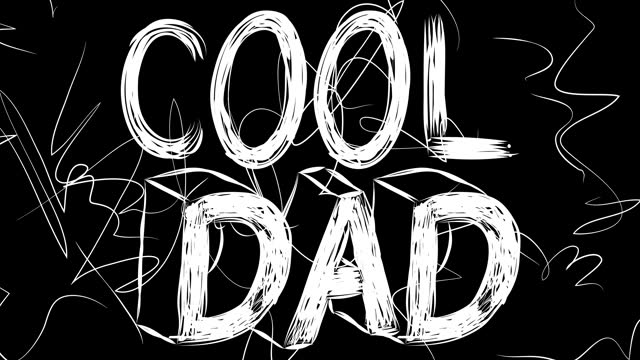 Cool Dad word animation of old chaotic film strip with grunge effect.