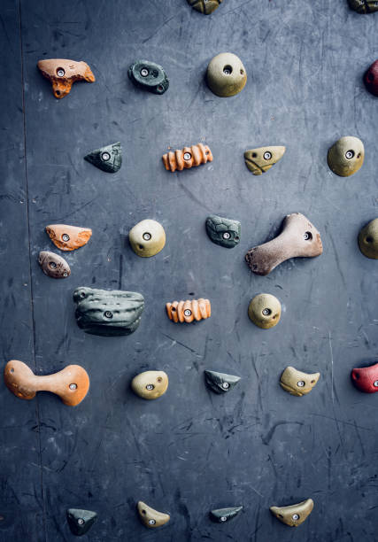 istock Artificial climbing wall with colorful grips and ropes 1536218929