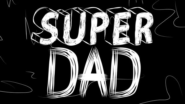 Super Dad word animation of old chaotic film strip with grunge effect.