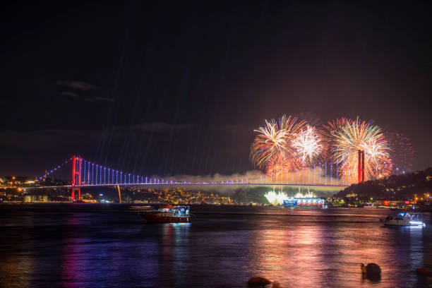 istock Turkey Republic Anniversary, fireworks at Istanbul Bosphorus 1536236370