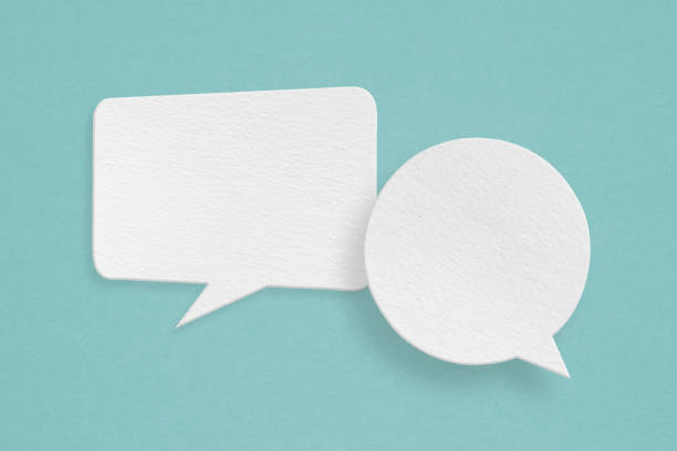 istock For communication and social media, customer feedback concept, couple white speech bubble grunge  paper cut on grunge light blue texture background 1536252696