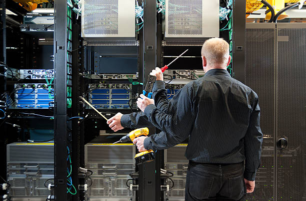 Network server installation stock photo