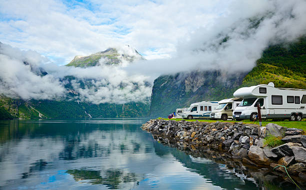 istock Motorhomes at Norwegian campsite 153628969